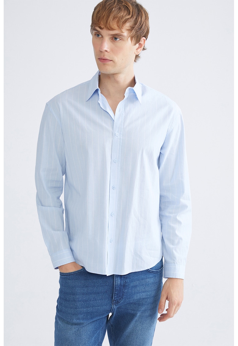 Camasa de bumbac cu maneci lungi si dungi