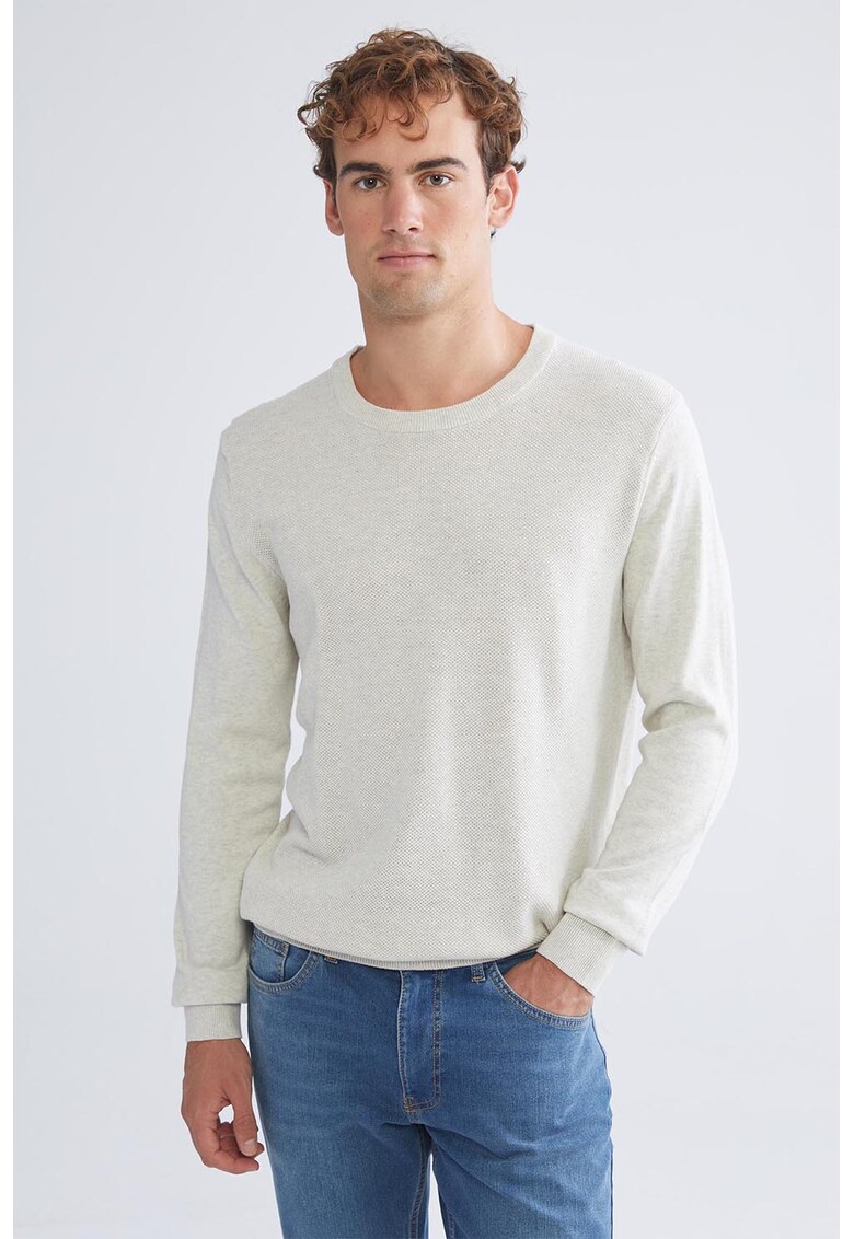 Pulover regular-fit cu model uni - Alb murdar
