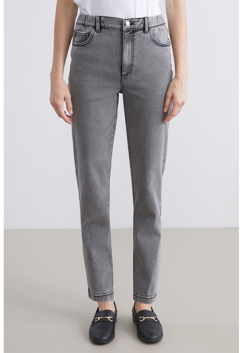 Blugi slim fit cu talie inalta