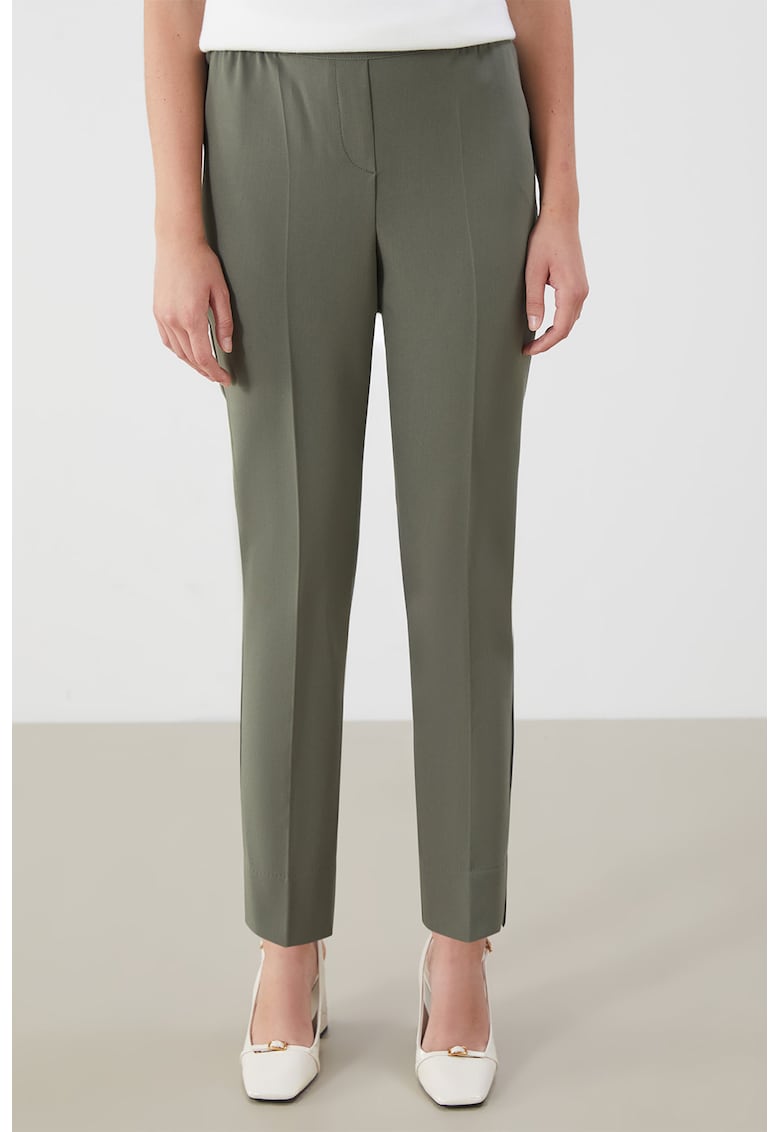 Pantaloni conici cu talie inalta - Verde feriga