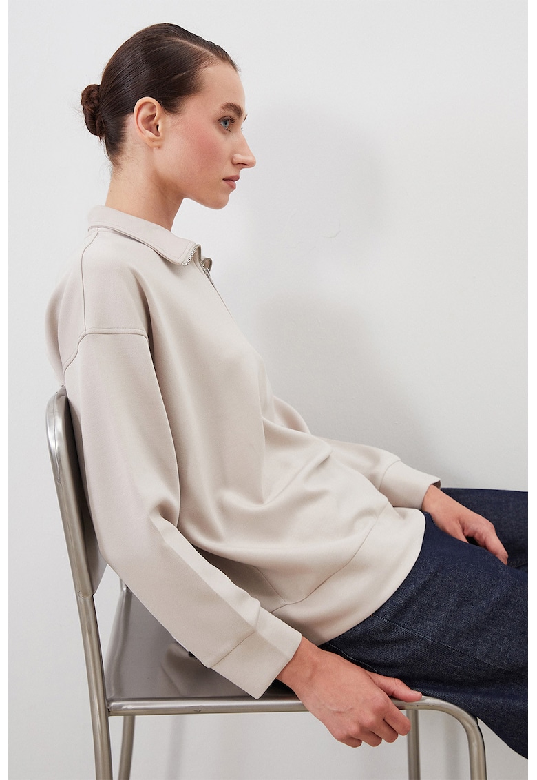 Bluza lejera de trening cu fenta cu fermoar