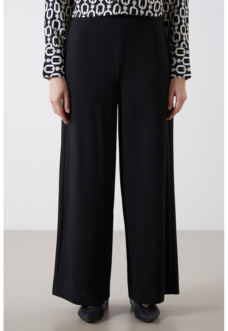 Pantaloni ampli cu talie inalta - Negru