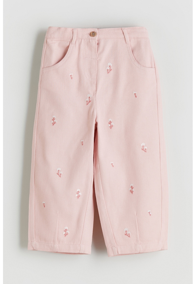 Blugi drepti cu flori brodate