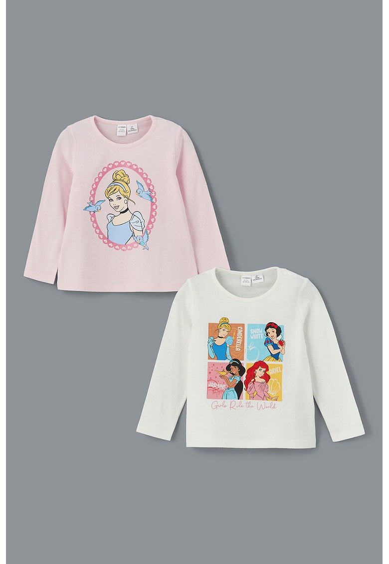 Set de bluze cu imprimeu - 2 piese - Alb/Roz pastel