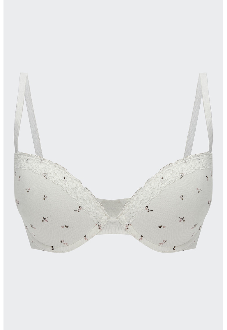Sutien cu model floral si insertie de dantela