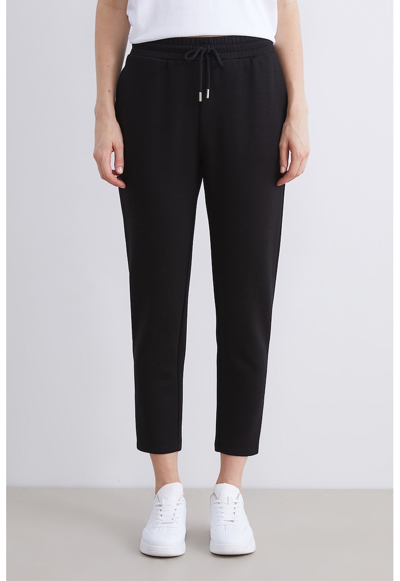 Pantaloni crop conici de trening - Negru