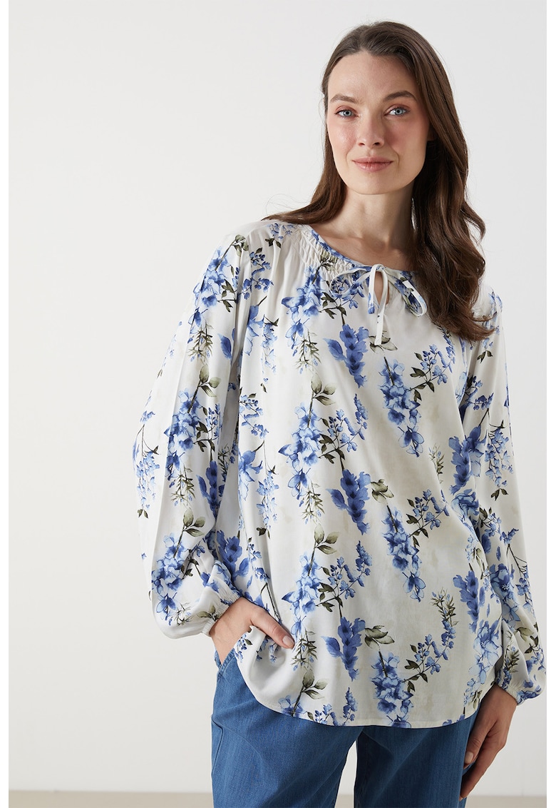 Bluza lejera cu inchidere frontala - Alb/Albastru royal