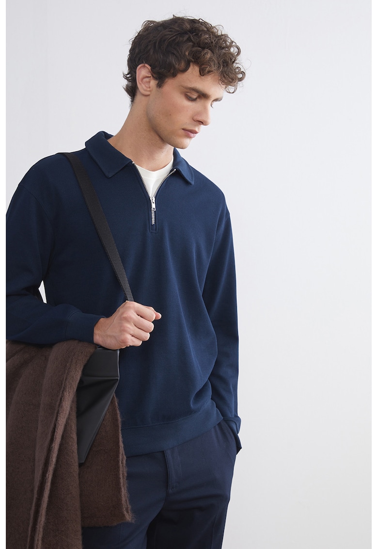 Bluza polo de trening cu fenta cu fermoar