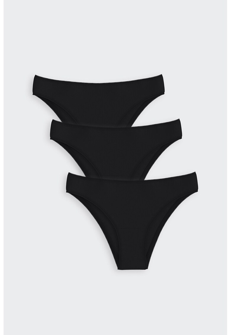 Set de chiloti brazilieni uni - 3 perechi - Negru