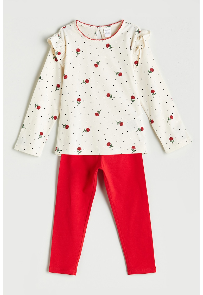 Set de bluza cu model floral si pantaloni - 2 piese