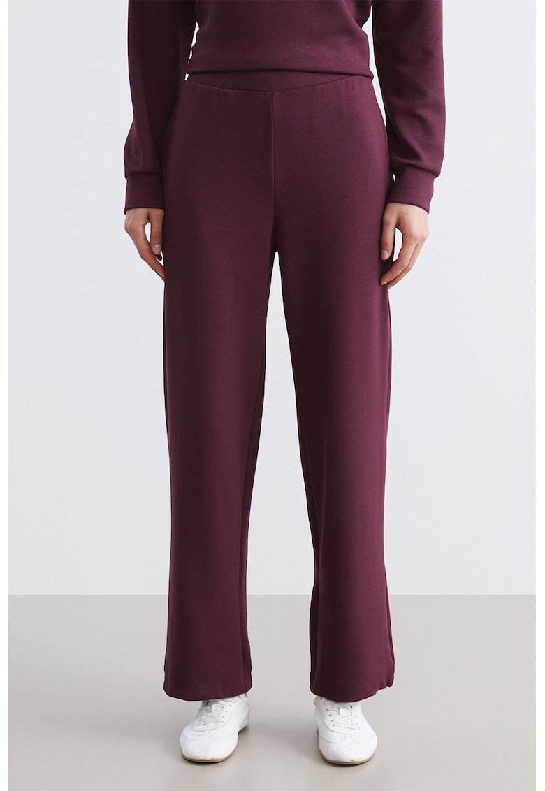 Pantaloni drepti cu buzunare laterale - Violet pruna