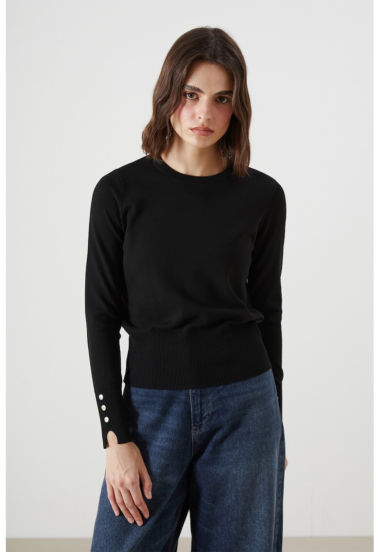 Pulover cu decolteu rotund - Negru