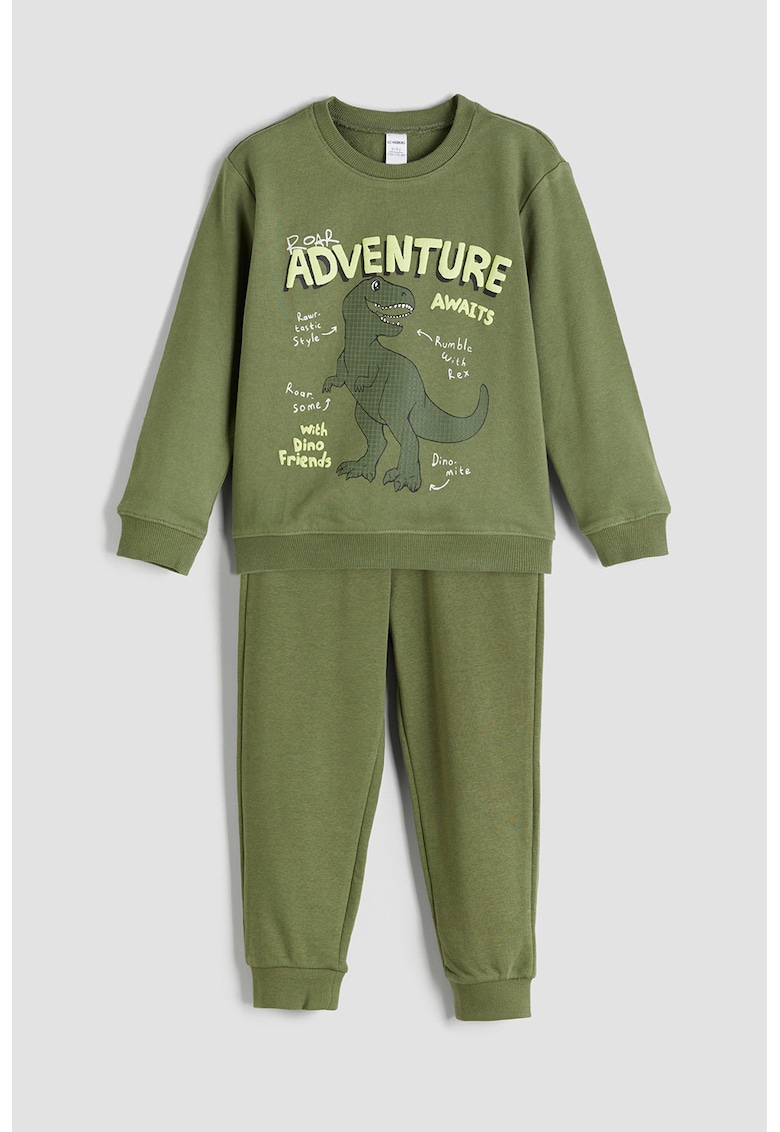 Set de bluza si pantaloni de trening cu model grafic - 2 piese