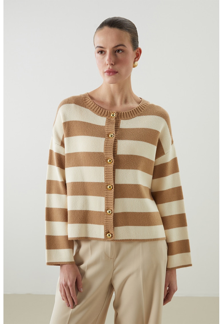 Cardigan cu dungi si nasturi decorativi