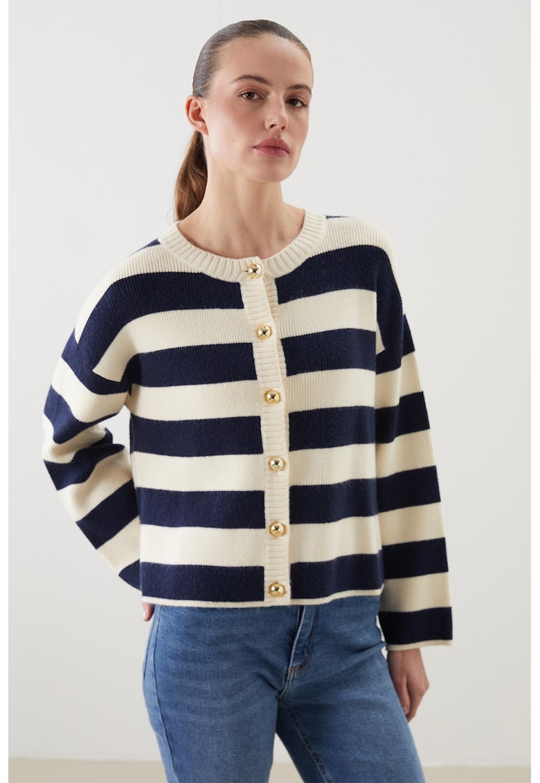 Cardigan cu dungi si nasturi decorativi