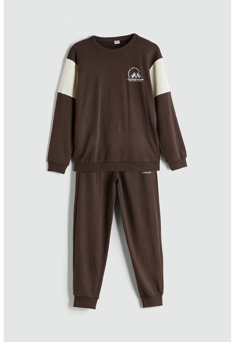 Set de pantaloni si bluza de trening cu decolteu la baza gatului - 2 piese