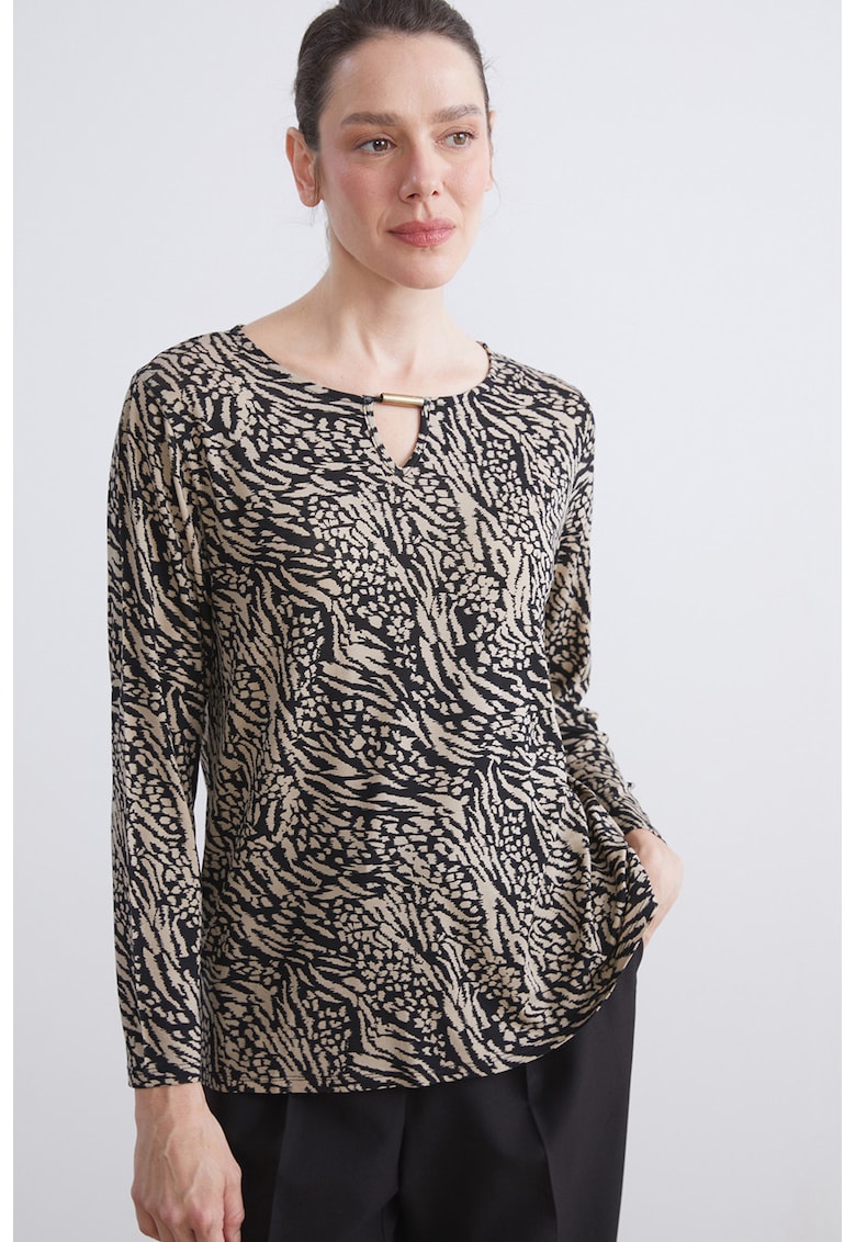 Bluza cu decolteu rotund si imprimeu