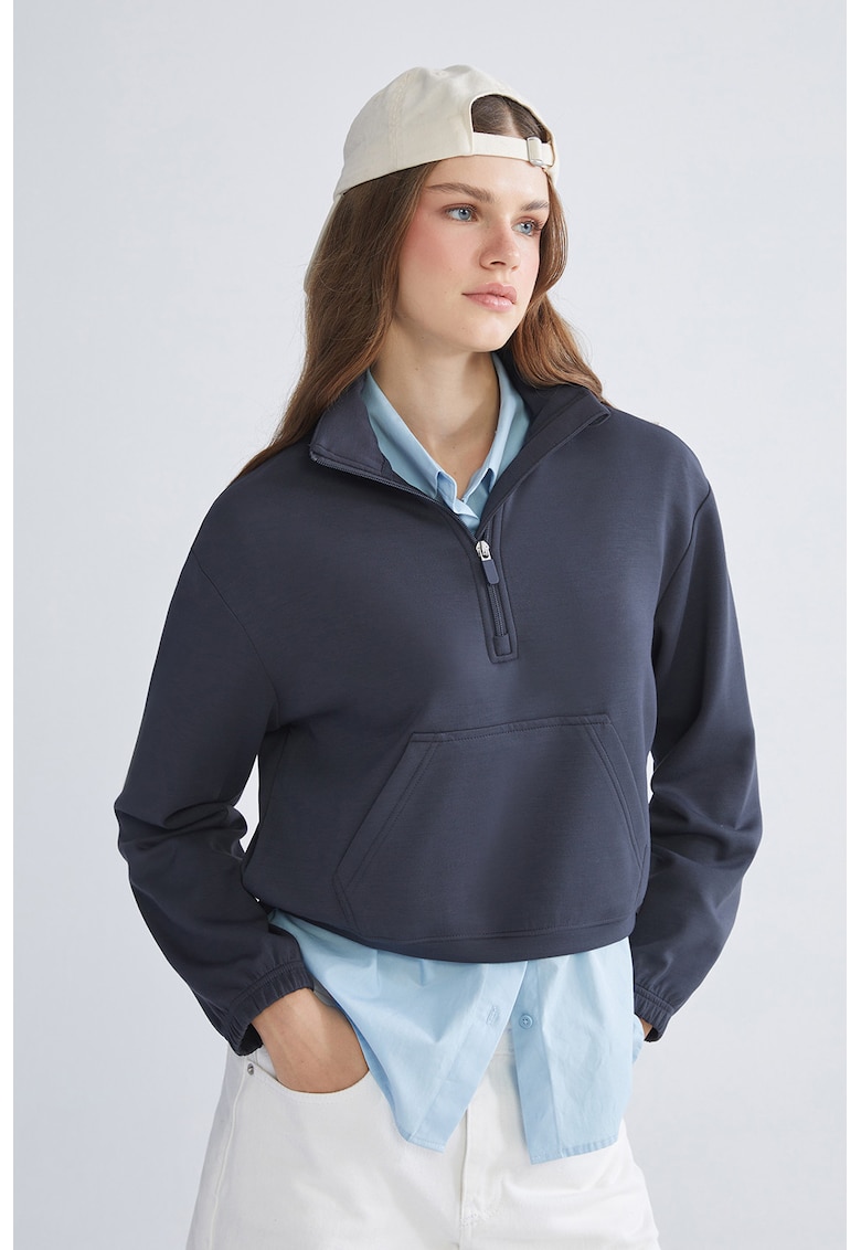 Bluza de trening crop din amestec de modal