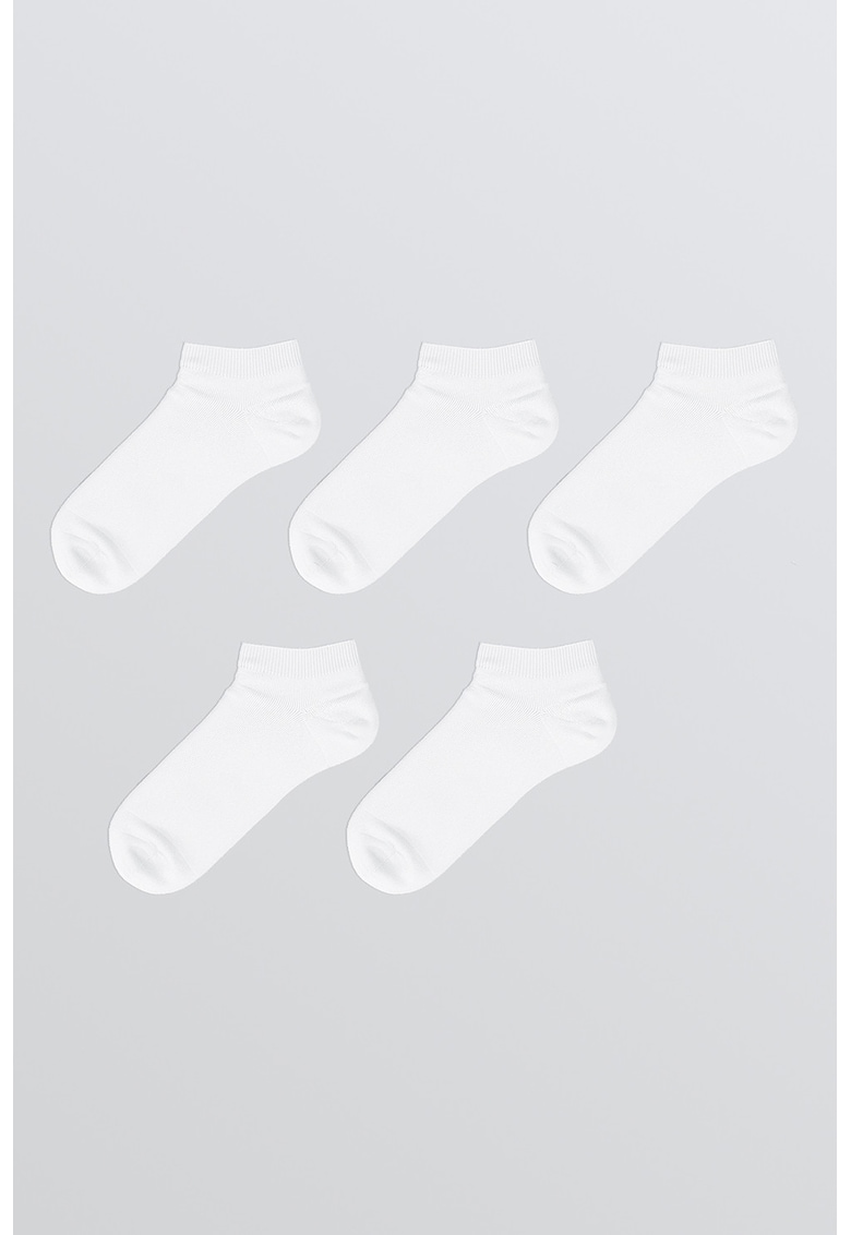 Set de sosete pana la glezna cu model uni - 5 perechi