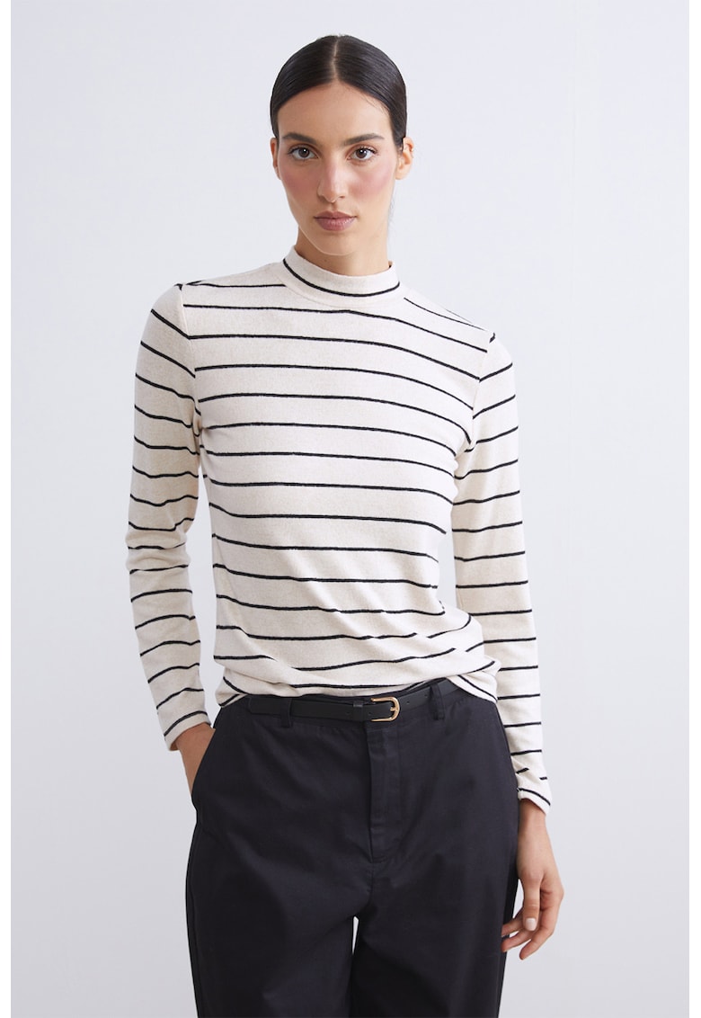 Bluza slim fit cu guler inalt