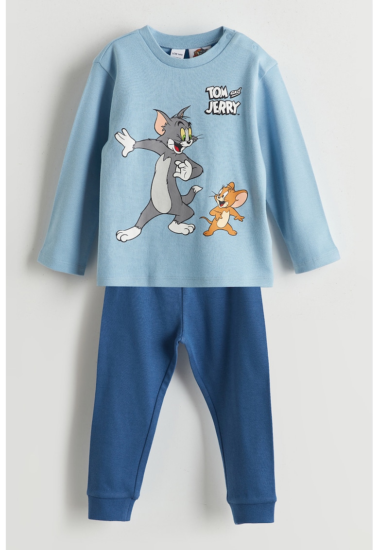Set de bluza si pantaloni din bumbac cu imprimeu cu desene animate