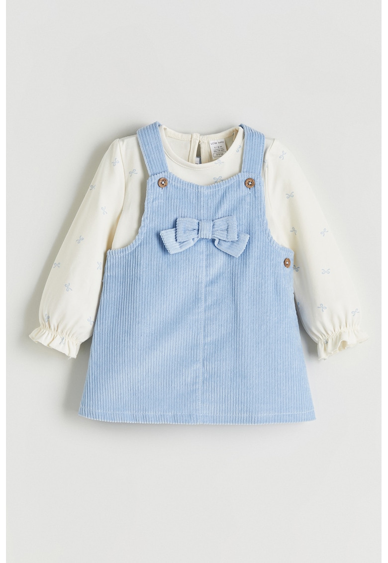 Set de bluza cu maneci lungi si rochie-sarafan - 2 piese