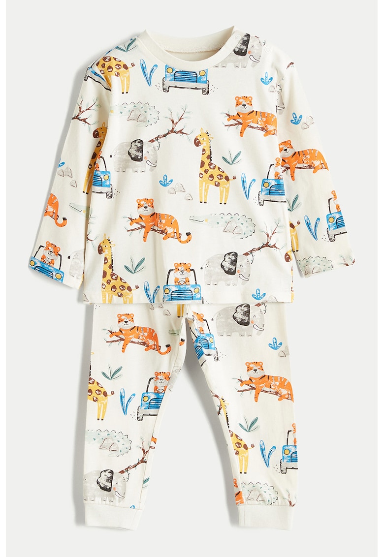 Pijama din bumbac cu imprimeu