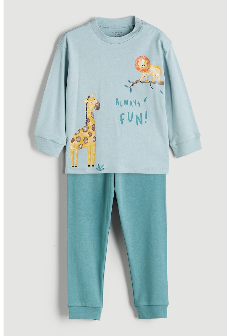 Pijama din bumbac cu imprimeu grafic