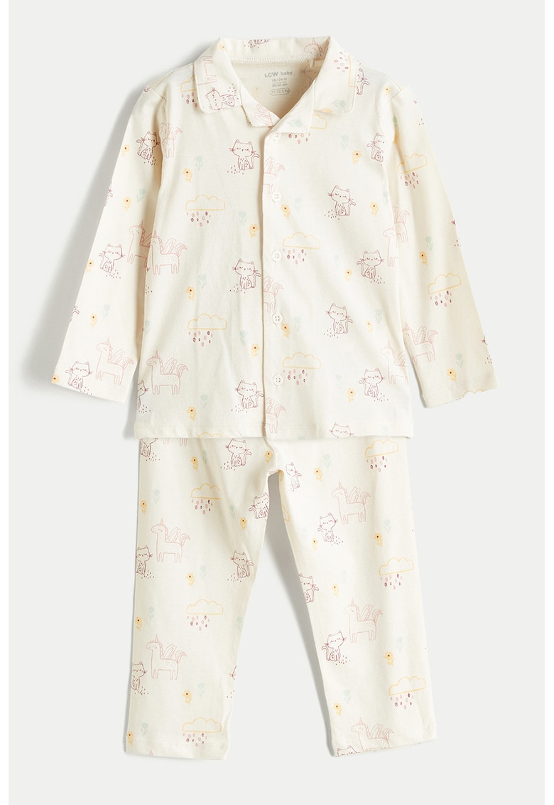 Pijama cu nasturi si imprimeu floral