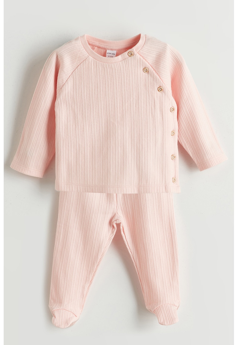 Set de bluza si pantaloni cu botosei - 2 piese - Roz -