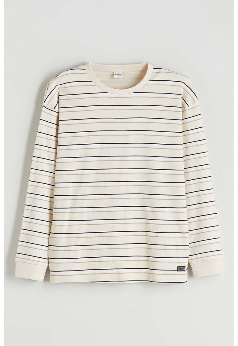 Bluza lejera cu dungi - Negru/Bej