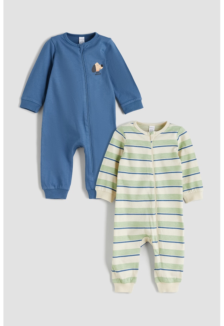 Set de salopeta din bumbac cu model - 2 piese - Verde - Indigo -