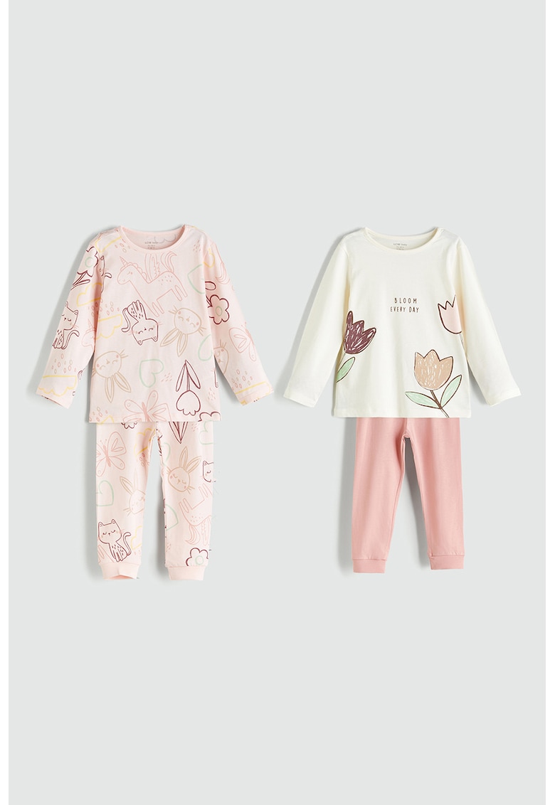 Set de pijamale lungi cu imprimeu - 4 piese
