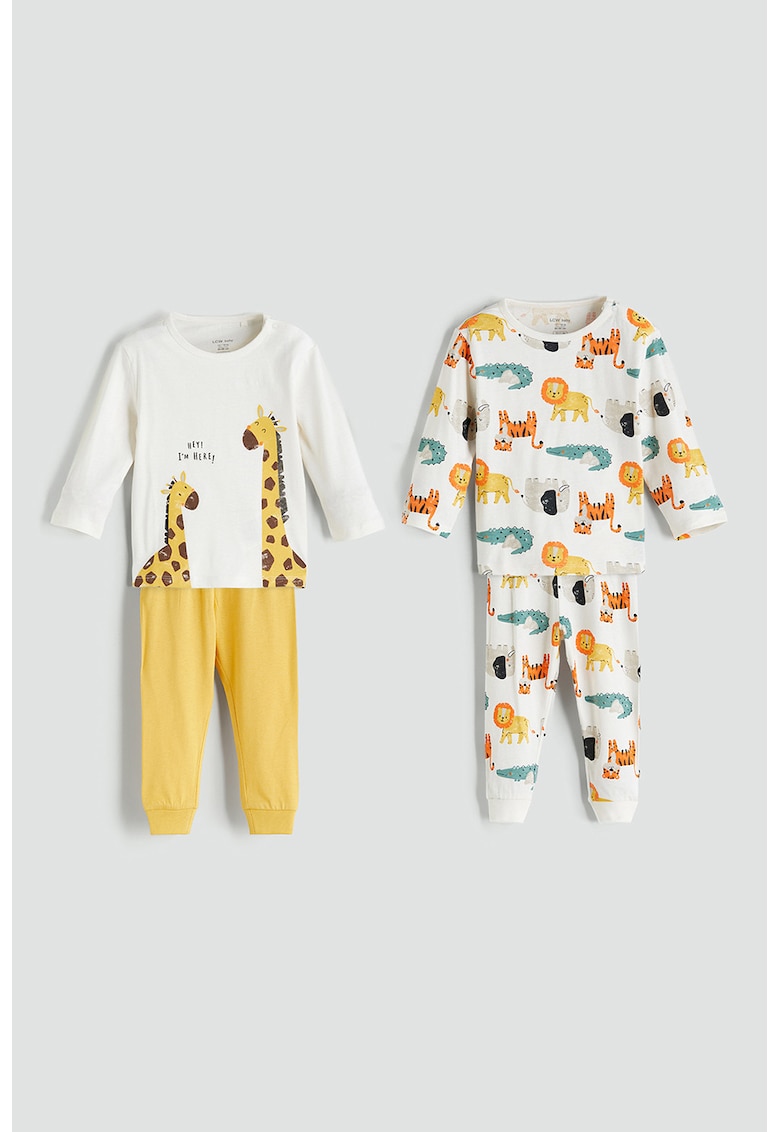 Set de pijamale lungi cu imprimeu - 4 piese