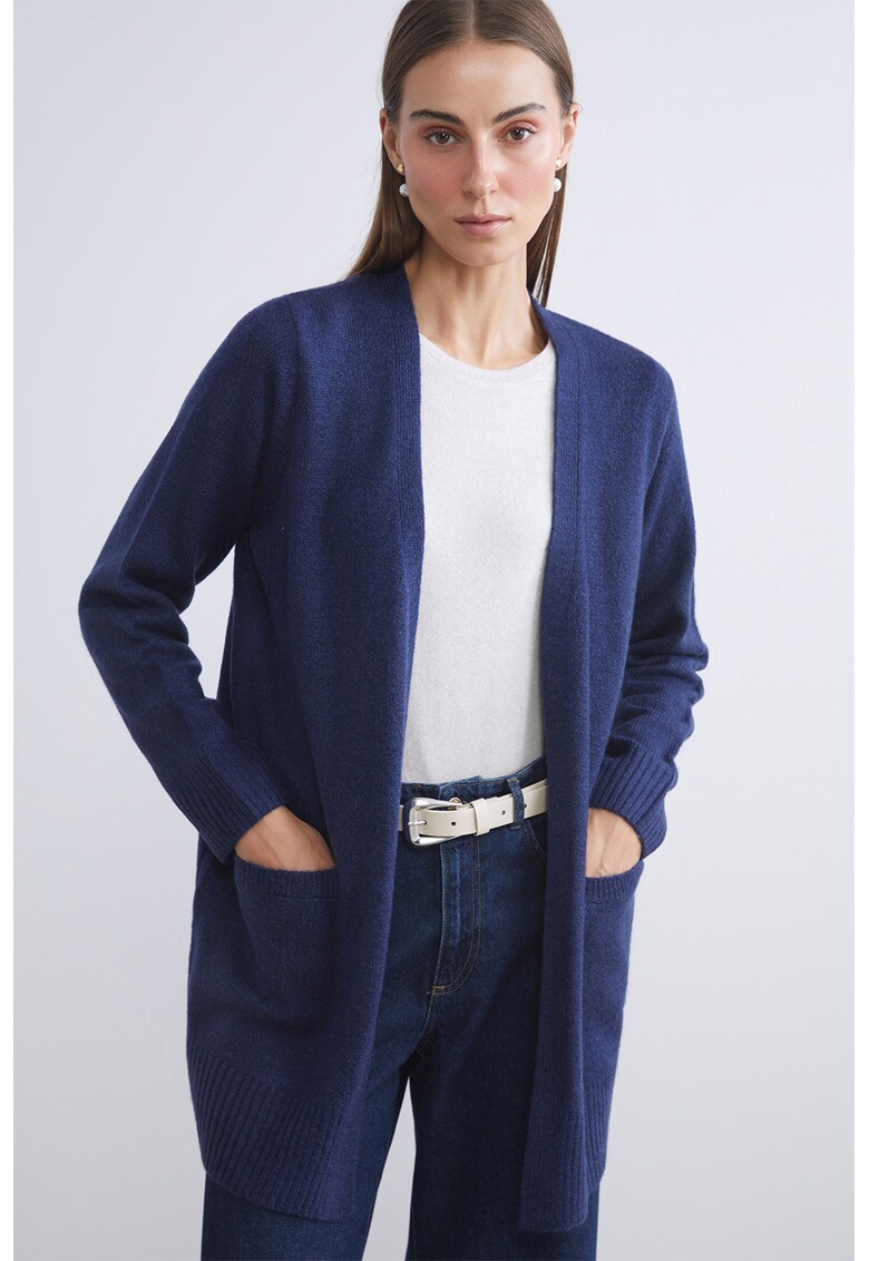 Cardigan lejer cu buzunare - Albastru inchis