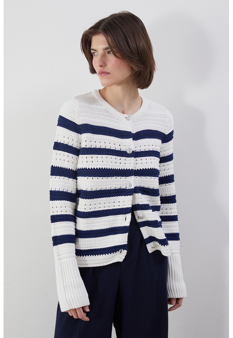 Cardigan cu nasturi si model in dungi