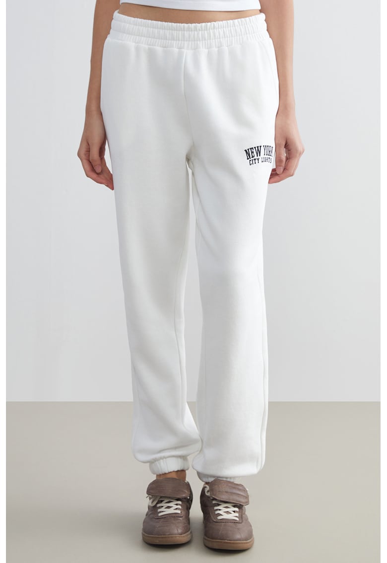 Pantaloni relaxed fit de trening cu talie elastica