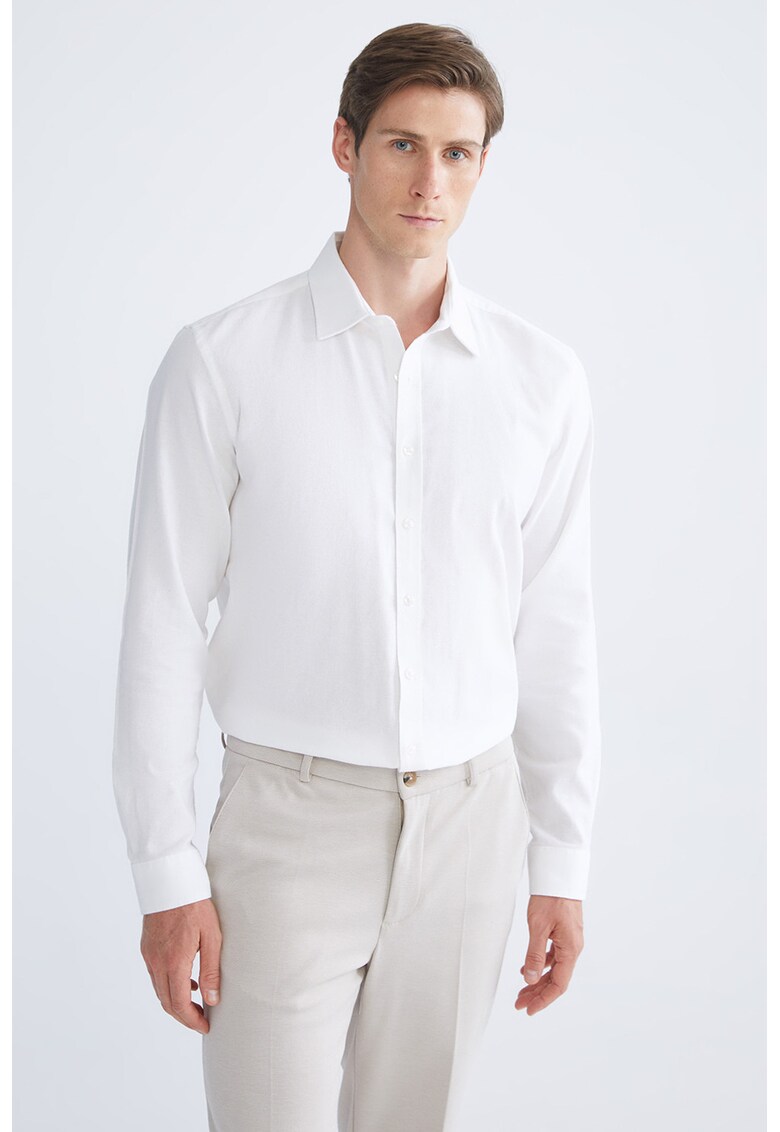 Camasa de bumbac cu maneci lungi - Alb