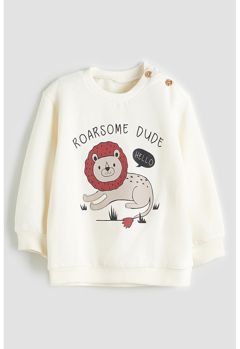 Bluza de bumbac cu imprimeu leu