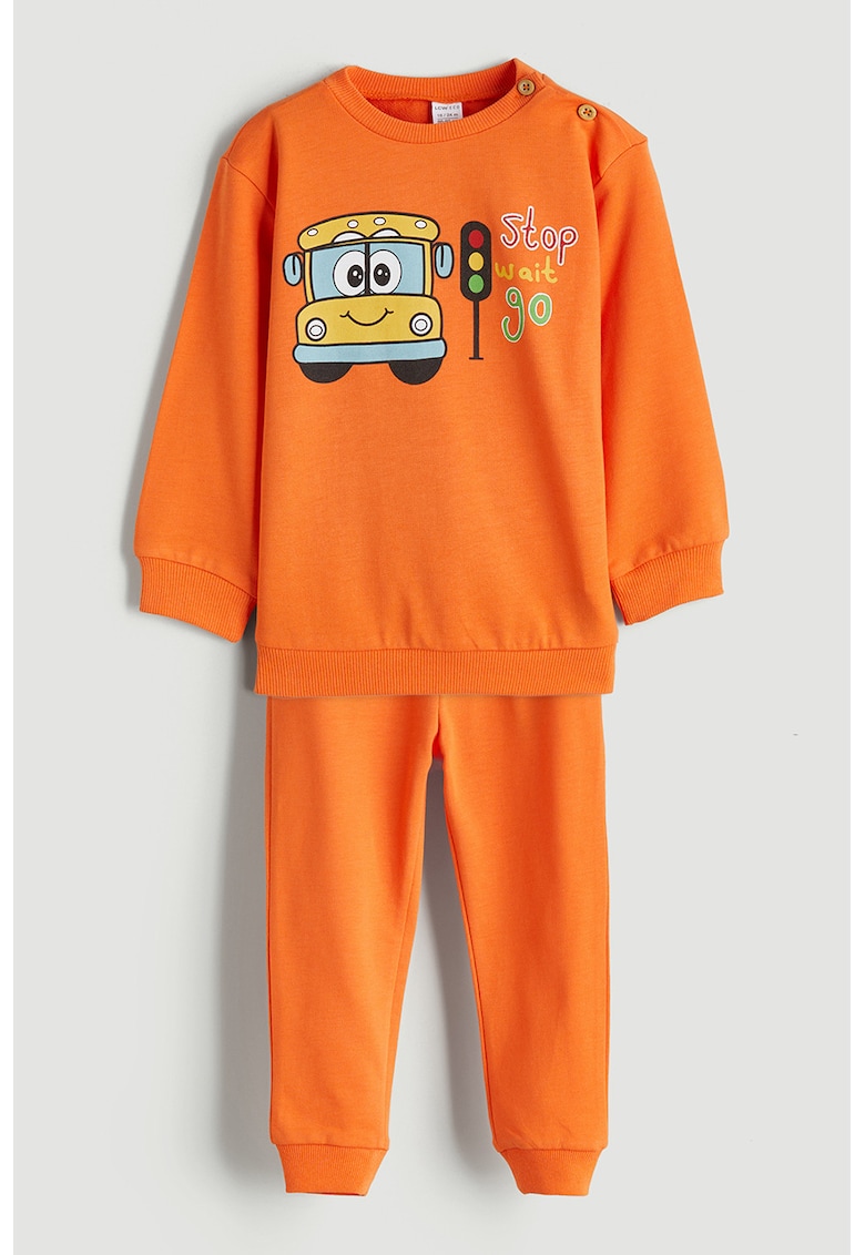 Set de bluza de trening si pantaloni de trening de bumbac cu imprimeu