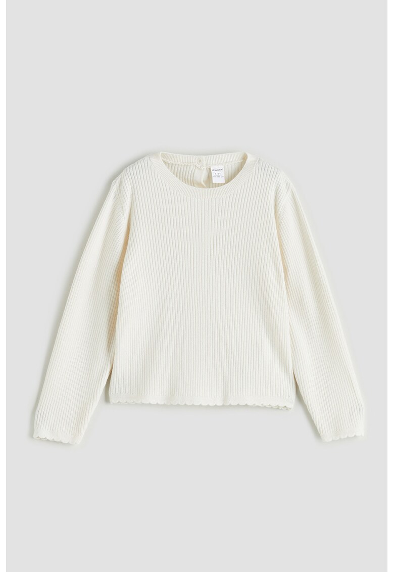 Bluza striata cu maneci lungi - Alb