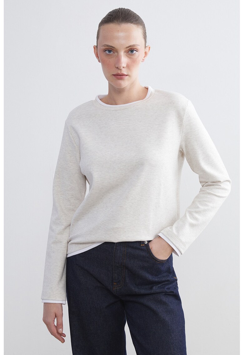 Bluza cu decolteu rotund - Alb fildes