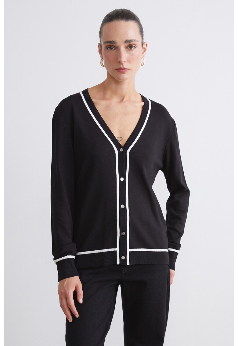 Cardigan cu decolteu in V - Negru