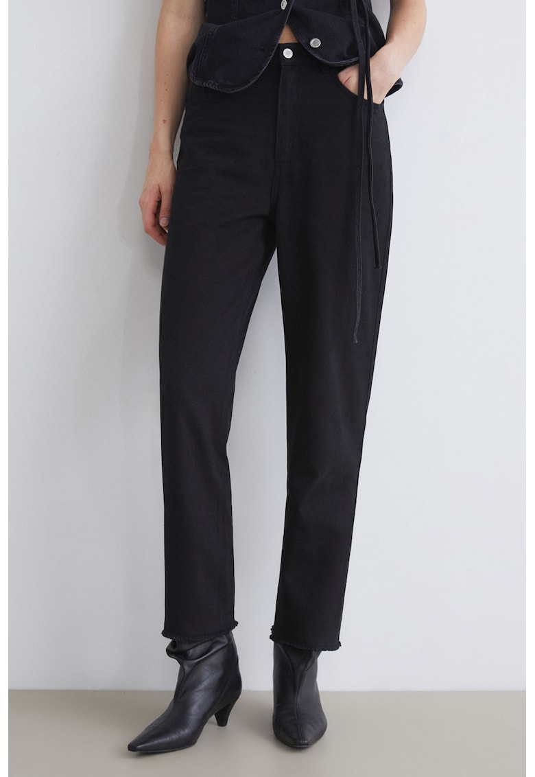 Blugi regular fit cu talie medie - Negru