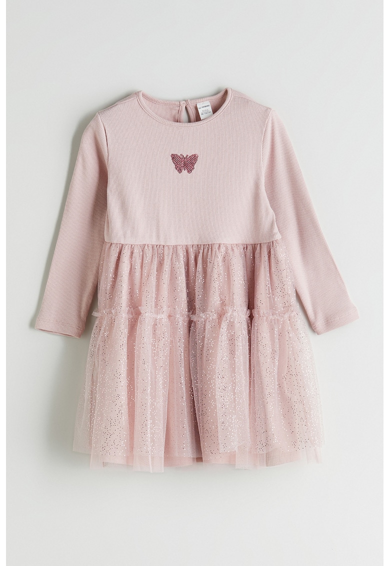 Rochie cu maneci lungi si tul stralucitor