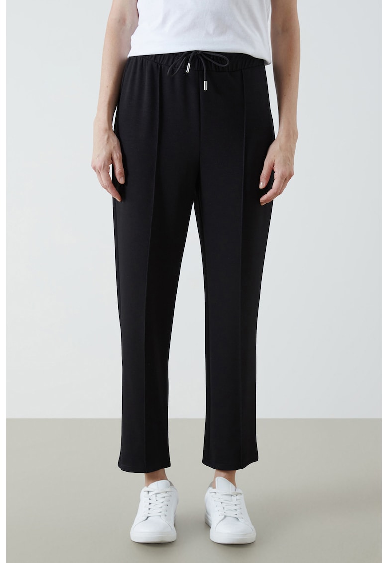 Pantaloni crop cu snur si pensa