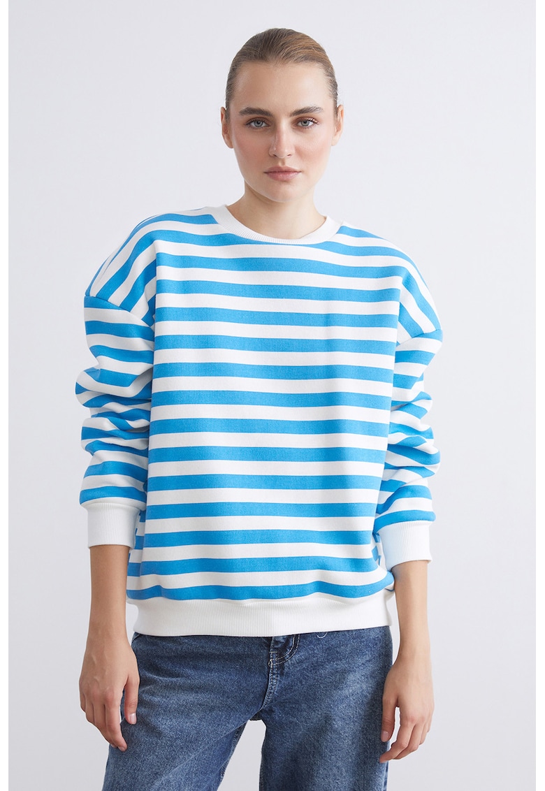 Bluza de trening in dungi cu maneci cazute