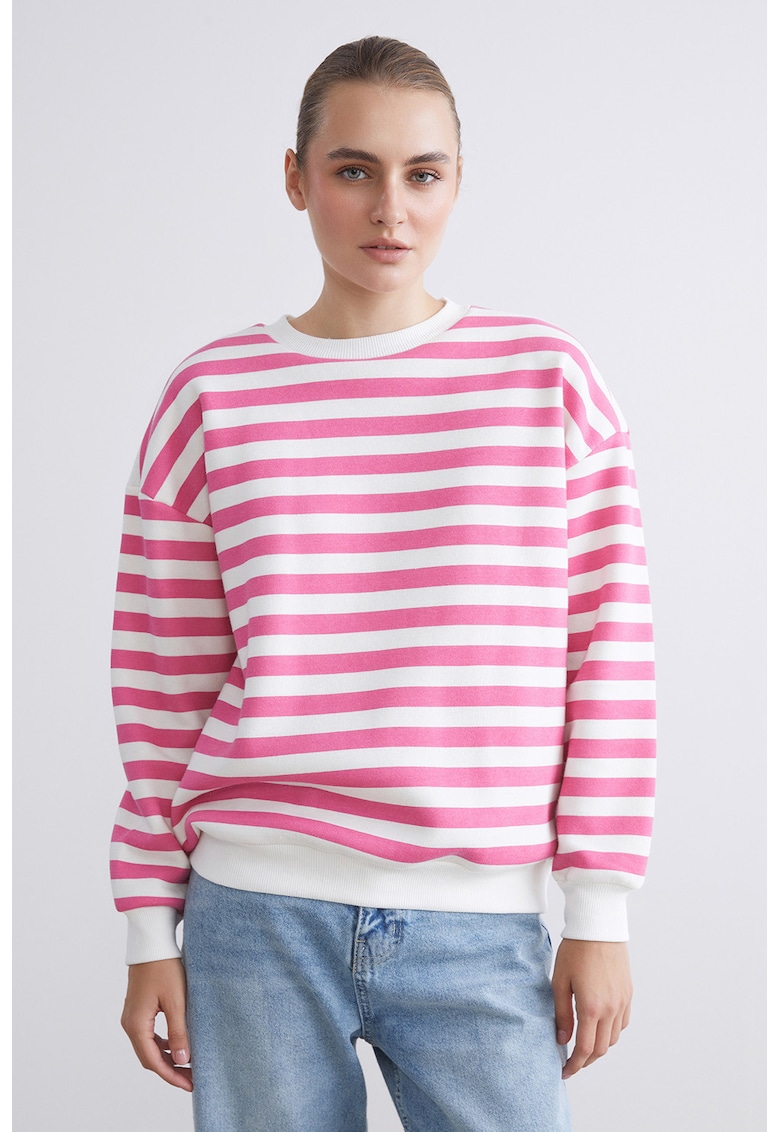 Bluza de trening in dungi cu maneci cazute