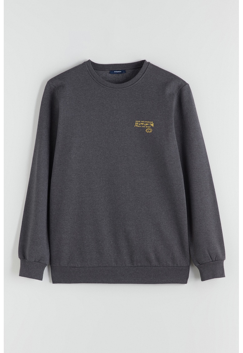 Bluza de trening cu design text si decolteu la baza gatului Bluza de trening cu design text si decolteu la baza gatului