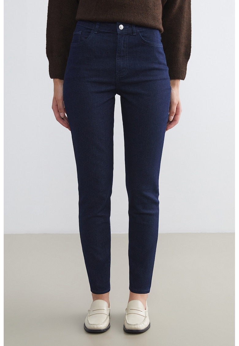 Blugi slim fit cu talie medie - Bleumarin